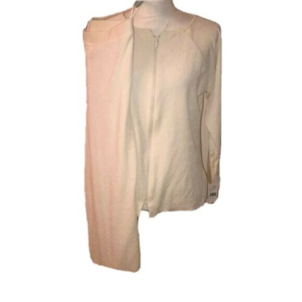 Natori Lounge Set Womens Medium M Vintage Top Pants Velour Off White NWT New